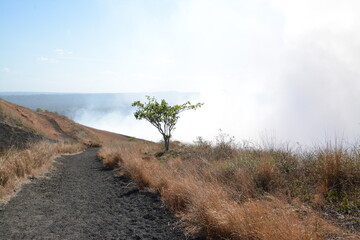 Path next to Masaya volcano and steam
