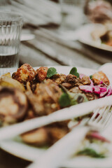 grilled meat with vegetables