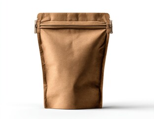 Obraz premium Kraft Paper Stand-Up Pouch, Resealable Zipper, White Background, Mockup, Packaging Design