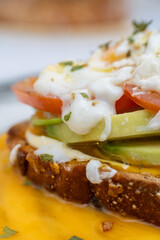 Delicious open-faced sandwich with fresh ingredients