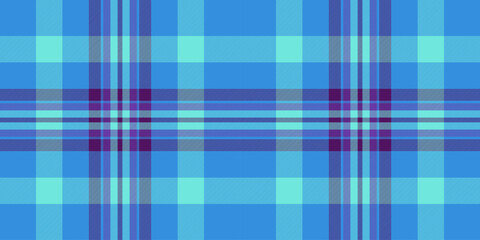 String seamless vector plaid, new year fabric texture pattern. 1950s background check textile tartan in cyan and teal colors.