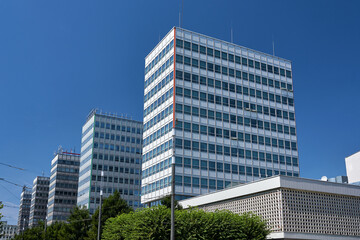 Modern office building facades in Poznan