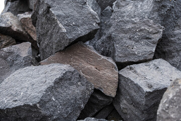 Set of gray natural stone, material texture