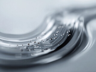 Abstract technology background featuring a futuristic circuit board design. Perfect for illustrating themes of innovation, data, and connectivity. Sleek, modern aesthetic.