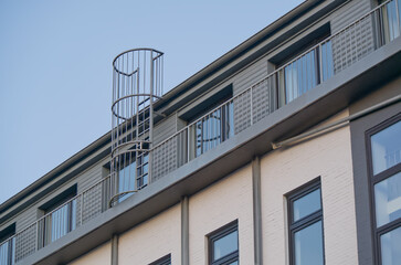 Modern Building with Spiral Fire Escape
