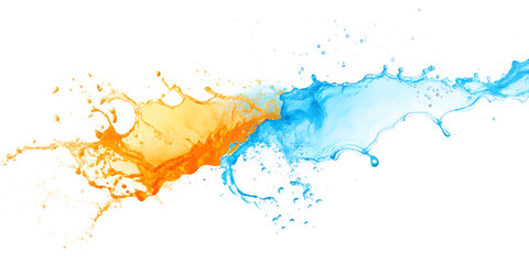 Orange and blue liquid splash isolated on a transparent background.PNG