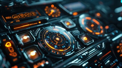 Fototapeta premium Futuristic digital interface with glowing details technology and data visualization