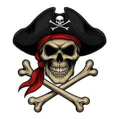 Pirate Skull with Hat and Bandana – Classic Adventure Symbol