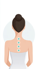 Fototapeta premium Female back acupuncture points illustration, asian, young adult, relaxation