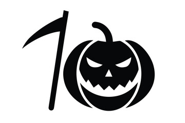 pumpkin swirl grin scythe vector icon