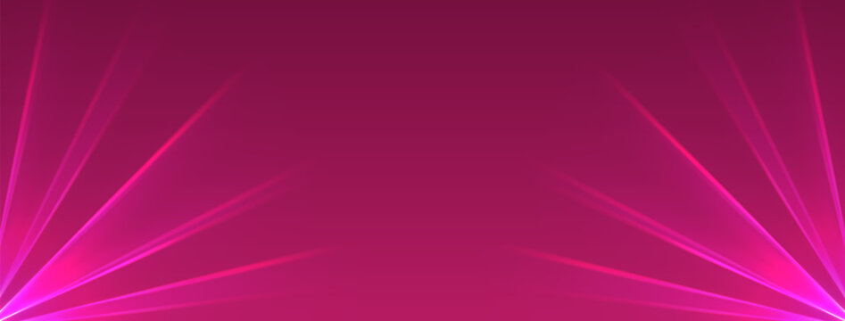 Pink lasers background., glowing rays or neon beams, bright futuristic backdrop. Concert or nightclub spotlights. Vector illustration.