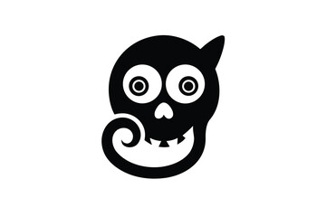 skull swirl grin cat vector icon