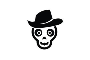 skull swirl grin hat vector icon
