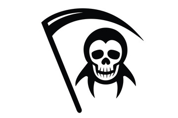 skull swirl grin scythe vector icon