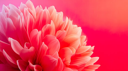 Detailed flower with stylized petals in coral and pink tones on a warm gradient background, Generated with AI