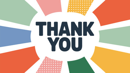 Thank you card design template colorful background for appreciation gratitude and thanks expressing