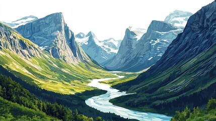 Mountain river valley scenery