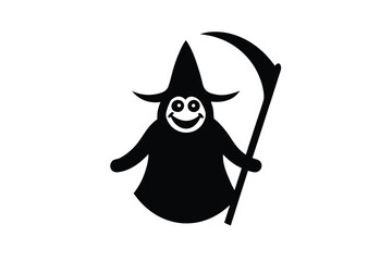 witch swirl grin scythe vector icon