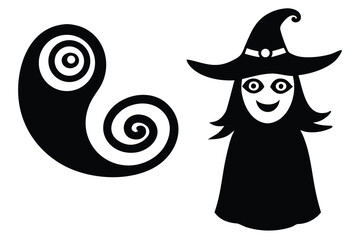 witch swirl grin owl vector icon