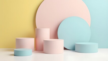 Pastel Product Display: Cylinders and Circles Presentation