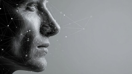 3D Facial Scan Interface Showcasing Advanced Medical Technology With Neutral Backdrop and Floating Elements for Enhanced Visualization