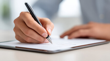 Young adult completing library card application on tablet for educational access