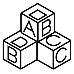 Colorful abc blocks arranged on a clean white background
