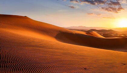 golden hour sandscapes a breathtaking panorama of undulating desert dunes bathed in the warm glow of sunset