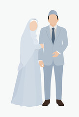Muslim bride and groom vector in elegant pastel tones, perfect for wedding merchandise, cards, and posters