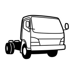 black and white truck vector without box