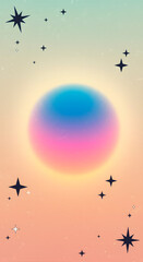 Vertical  celestial wallpaper with a glowing gradient aura and stars