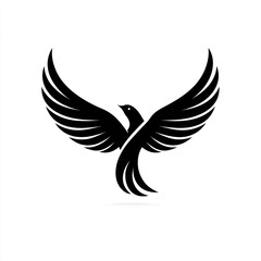 Fototapeta premium Minimalist Dove black Wing Vector Icon on White Background