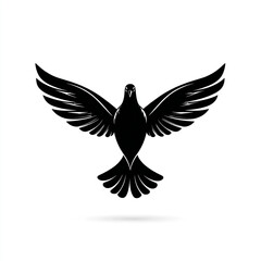 Naklejka premium Minimalist Dove black Wing Vector Icon on White Background