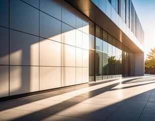 Obraz premium Modern Building Exterior With Sunlight And Shadows