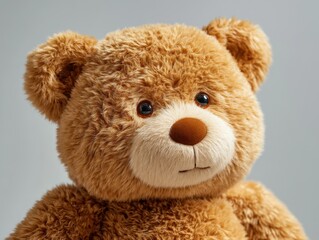 Obraz premium Soft Plush Teddy Bear with Warm Caramel Fur and Stitched Features