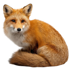 Fototapeta premium Realistic Red Fox Sitting Gracefully with Fluffy Tail