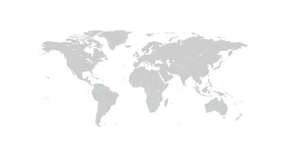 Naklejka premium Simple grey world map illustration, graphic representation of Earth continents, countries. Minimalist design for global business, international trade, travel, presentations. Clean graphic for