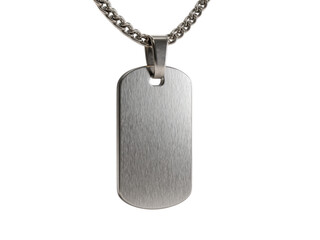 Brushed Stainless Steel Men's Pendant Necklace with ID Tag Design