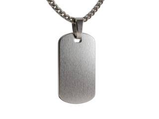 Brushed Stainless Steel Men's Pendant Necklace with ID Tag Design