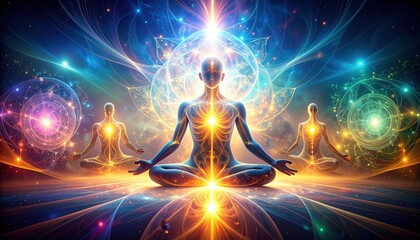 Abstract Spiritual Meditation Pose Figures