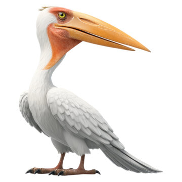 Cartoon Minimalist Illustration of Ichthyornis Bird Perched with Fish