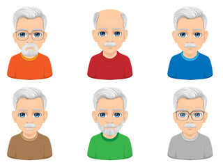 Obraz premium old man portrait or face set