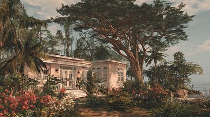 Fototapeta premium Tropical house exterior landscape