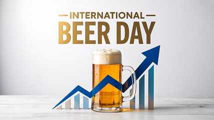 International beer day celebration with beer mug and growth chart