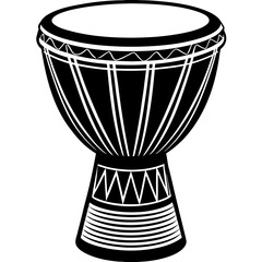 Minimalist Djembe Drum Silhouette Vector Icon | Clean African Percussion