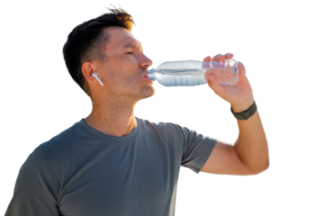 Man enjoying refreshing hydration during workout