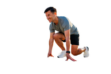 Ready to sprint at the starting line of an energetic race