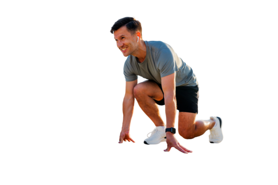 Ready to sprint at the starting line of an energetic race