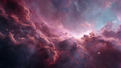 Fototapeta premium Cosmic Nebula Pink & Blue Gas Clouds in Space