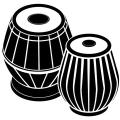 Minimalist Tabla Drums Silhouette Vector Icon | Clean Indian Percussion